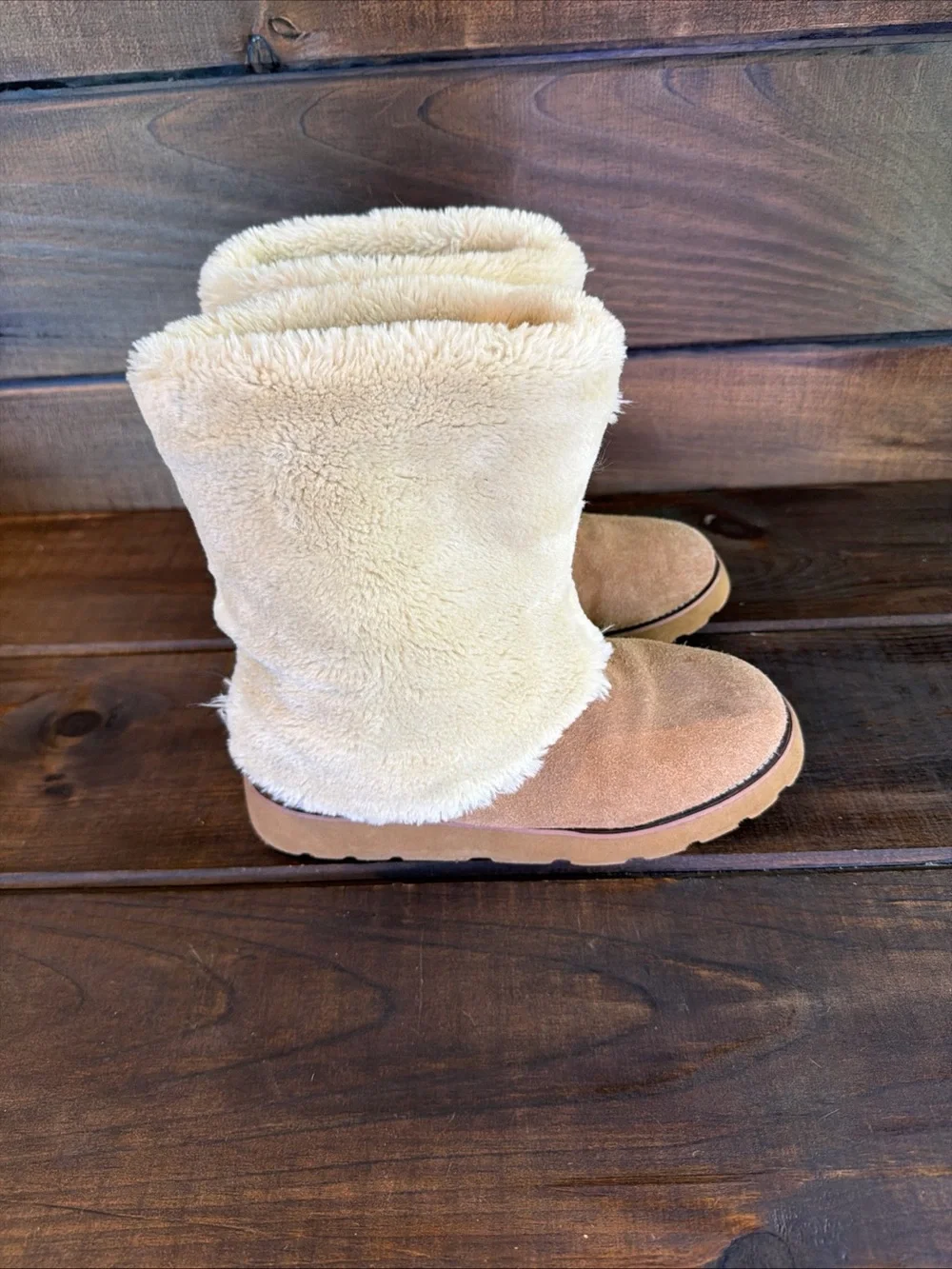 UGG Australia Chestnut Brown Suede & Sheepskin Shearling Boots Women Size 7